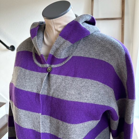 Bela NYC Wool/Cashmere Blend Purple/Grey striped single button cardigan sz: S - Picture 2 of 8